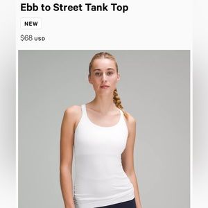 Lululemon Ebb to Street Tank Top - White - Size 6
